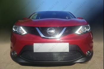 969 р. Зимняя заглушка решетки радиатора Стрелка11  Nissan Qashqai  2 (2013-2019) J11 дорестайлинг (черная)  с доставкой в г. Йошкар-Ола. Увеличить фотографию 2