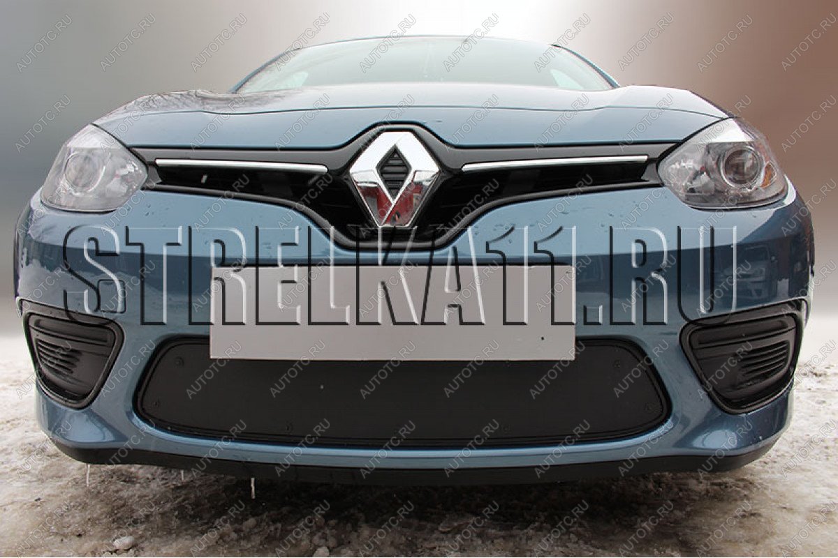 969 р. Зимняя заглушка решетки радиатора (верх, 2 детали) Стрелка11  Renault Fluence (2012-2016) рестайлинг (черная)  с доставкой в г. Йошкар-Ола