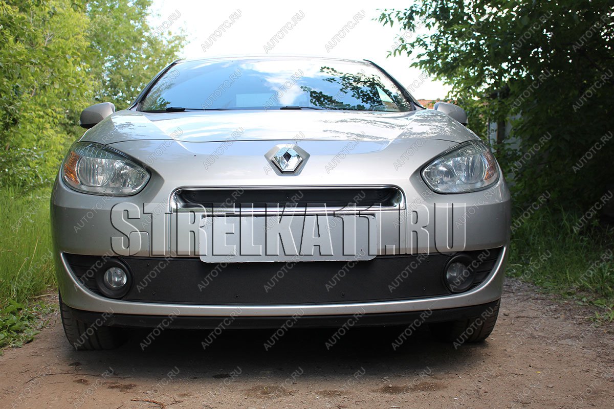 969 р. Зимняя заглушка решетки радиатора (верх) Стрелка11  Renault Fluence (2010-2012) дорестайлинг (черная)  с доставкой в г. Йошкар-Ола