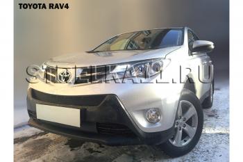 969 р. Зимняя заглушка решетки радиатора (верх) Стрелка11  Toyota RAV4  XA40 (2012-2015) 5 дв. дорестайлинг (черная)  с доставкой в г. Йошкар-Ола. Увеличить фотографию 2