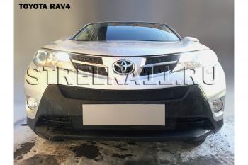 969 р. Зимняя заглушка решетки радиатора (низ) (Стандарт) Стрелка11  Toyota RAV4  XA40 (2012-2015) 5 дв. дорестайлинг (черная)  с доставкой в г. Йошкар-Ола. Увеличить фотографию 2