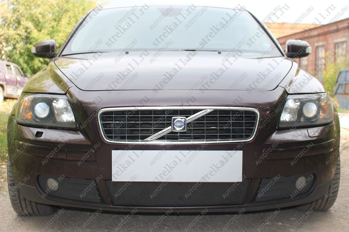 969 р. Зимняя заглушка решетки радиатора Стрелка11  Volvo S40  MS седан (2004-2007) дорестайлинг (черная)  с доставкой в г. Йошкар-Ола