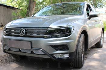 10 299 р. Защита радиатора (низ с камерой) (Off-Road) Стрелка11 Премиум Volkswagen Tiguan Mk2 дорестайлинг (2016-2020) (хром)  с доставкой в г. Йошкар-Ола. Увеличить фотографию 2