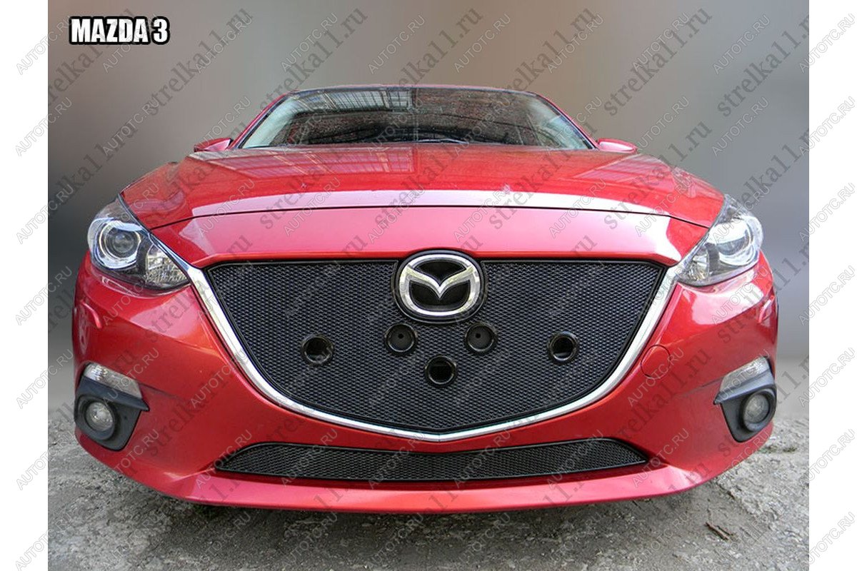 799 р. Зимняя заглушка решетки радиатора (низ) премиум Стрелка11  Mazda 3/Axela  BM (2013-2016) дорестайлинг седан, дорестайлинг, хэтчбэк (черная)  с доставкой в г. Йошкар-Ола