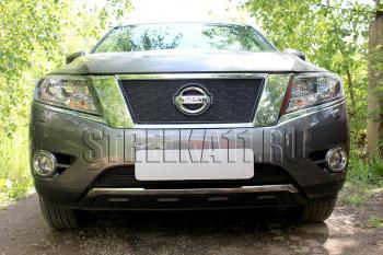 Защита радиатора (низ 2 части) Стрелка11 PREMIUM Nissan Pathfinder R52 дорестайлинг (2012-2017) ()