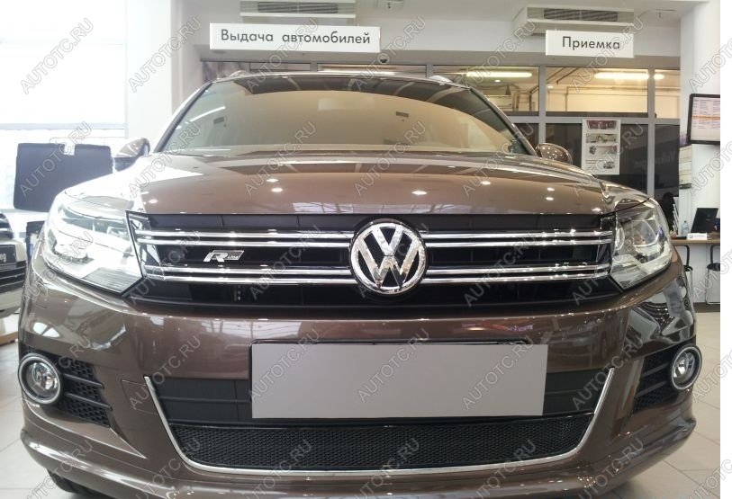 11 549 р. Защита радиатора (низ с парктроником) Стрелка11 Премиум Volkswagen Tiguan Mk2 дорестайлинг (2016-2020) (хром)  с доставкой в г. Йошкар-Ола