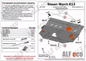 Защита картера и КПП (кроме Hybrid) (V-all FWD) ALFECO Nissan Note 2 E12 дорестайлинг (2012-2016)