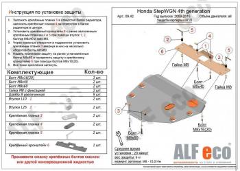 Защита картера и КПП (V-1,5 FWD) ALFECO Honda (Хонда) StepWagon (Степ)  RP6,RP7, RP8 (2022-2025) RP6,RP7, RP8 минивэн дорестайлинг