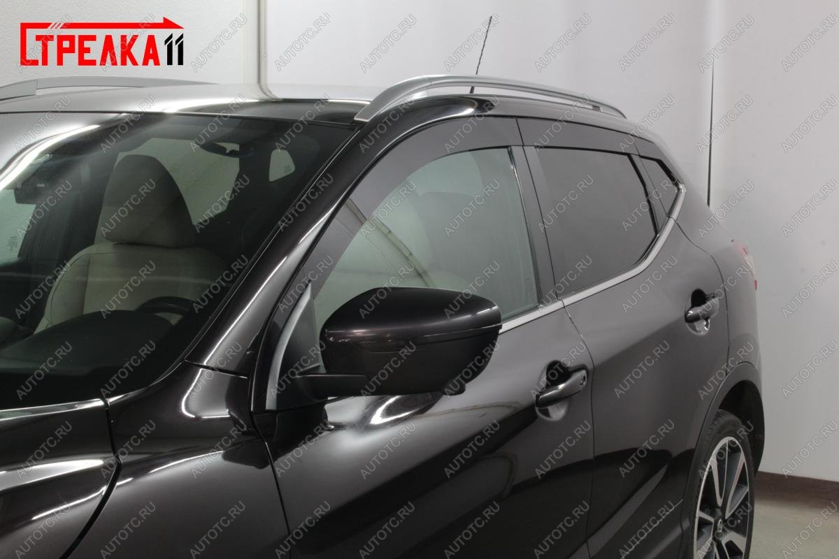 5 899 р. Дефлекторы окон 2D (прямой) Стрелка11  Nissan Qashqai  2 (2013-2019) J11 дорестайлинг (черные)  с доставкой в г. Йошкар-Ола