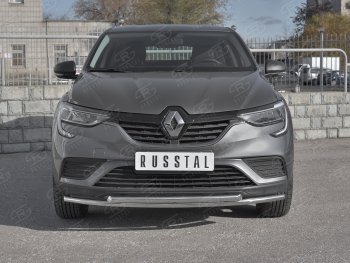 Защита переднего бампера (2 трубы Ø42 и 42 мм, нержавейка) SLITKOFF Renault (Рено) Arkana (Аркана) (2019-2025)