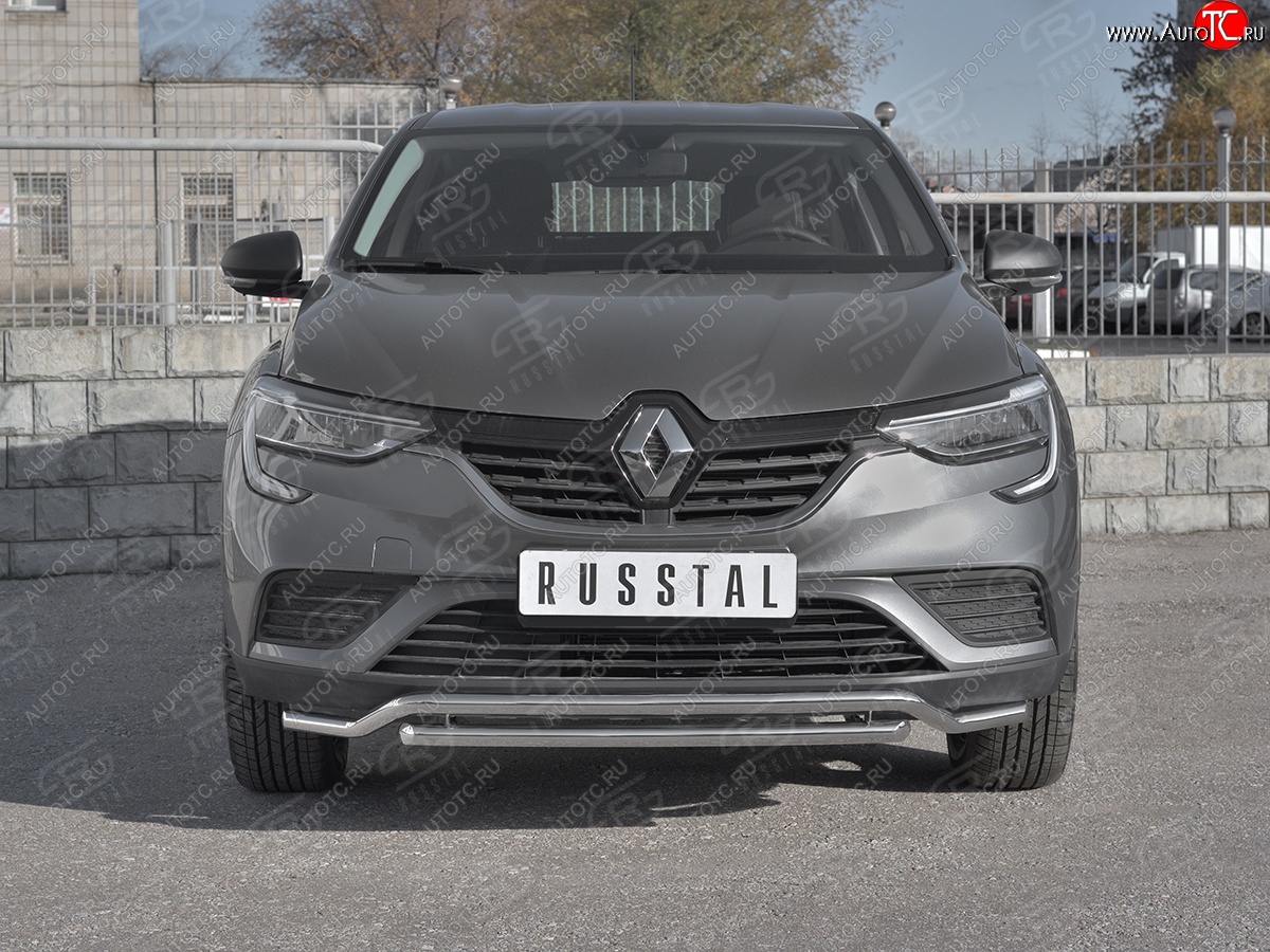 16 999 р. Защита переднего бампера (2 трубы Ø42 мм, нержавейка) SLITKOFF  Renault Arkana (2019-2025)  с доставкой в г. Йошкар-Ола