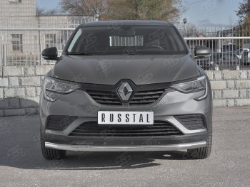 Защита переднего бампера (Ø 63 мм, нержавейка) SLITKOFF Renault (Рено) Arkana (Аркана) (2019-2025)