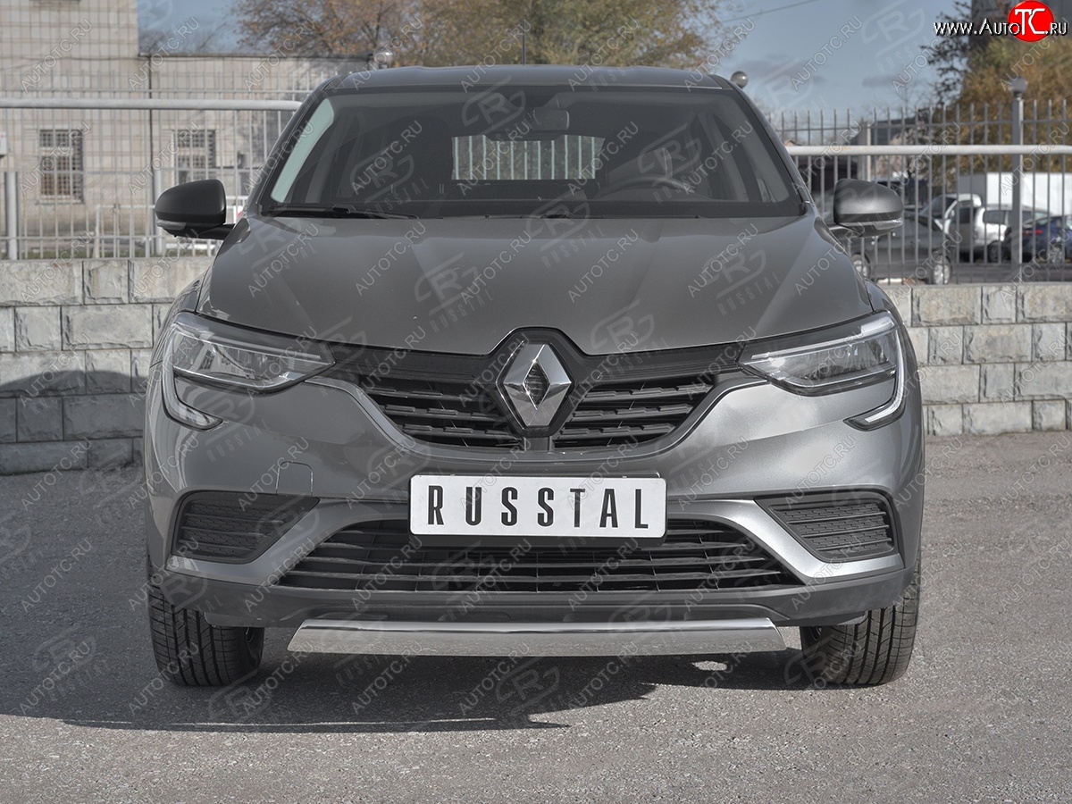 9 649 р. Защита переднего бампера (Ø75x42 мм, нержавейка) Russtal Renault Arkana (2019-2025)  с доставкой в г. Йошкар-Ола