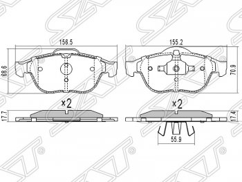 Колодки тормозные SAT (передние) Renault Scenic 2 (2003-2009)