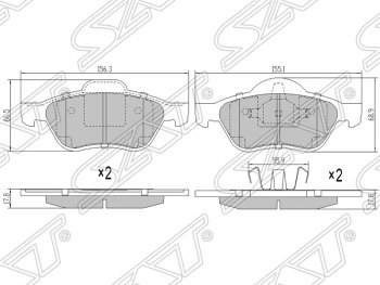 Колодки тормозные SAT (передние) Renault Scenic 2 (2003-2009)