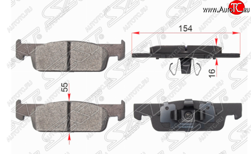 889 р. Комплект передних тормозных колодок SAT Renault Logan 2 дорестайлинг (2014-2018)  с доставкой в г. Йошкар-Ола
