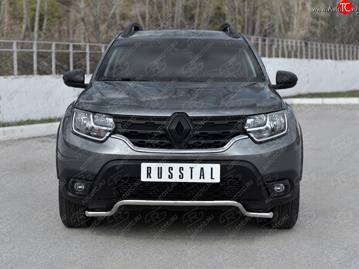 12 999 р. Защита переднего бампера (Ø42 мм волна, нержавейка) SLITKOFF Renault Duster HM (2020-2024)  с доставкой в г. Йошкар-Ола