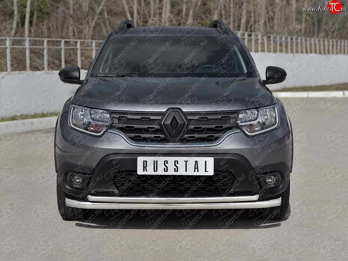 17 349 р. Защита переднего бампера (2 трубы Ø63 и 42 мм) SLITKOFF  Renault Duster  HM (2021-2024) рестайлинг (полированная нержавейка)  с доставкой в г. Йошкар-Ола