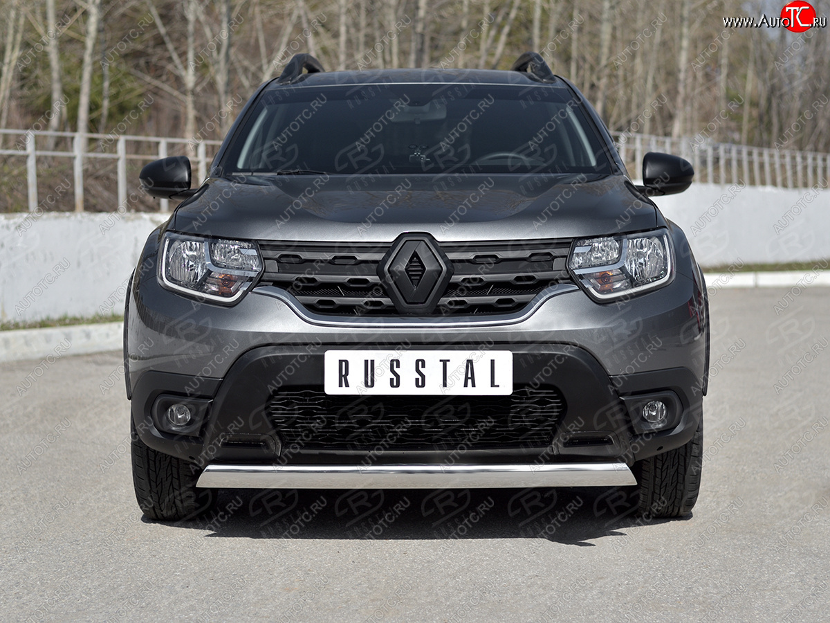 14 599 р. Защита переднего бампера (Ø75х42 мм, нержавейка) Russtal Renault Duster HM рестайлинг (2021-2024)  с доставкой в г. Йошкар-Ола