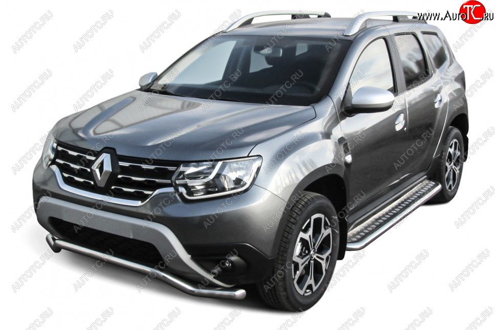 11 499 р. Защита переднего бампера Slitkoff (Ø57 мм, волна).  Renault Duster  HM (2021-2024) рестайлинг (Полированная нержавейка)  с доставкой в г. Йошкар-Ола