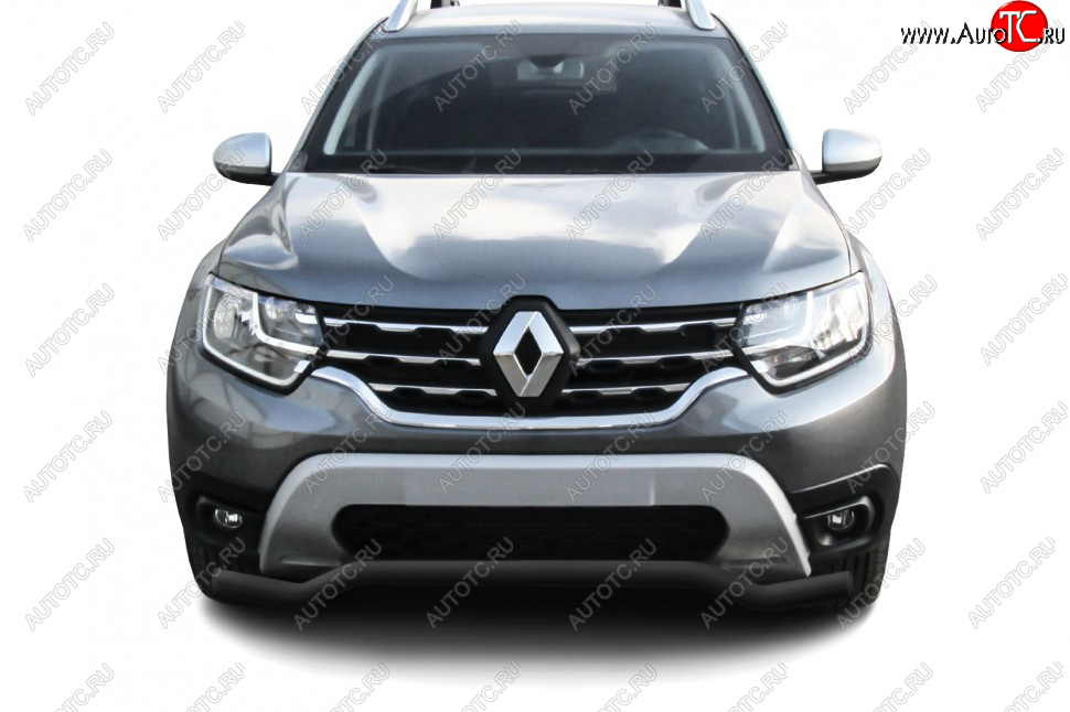 7 999 р. Защита переднего бампера Slitkoff (Ø57 мм).  Renault Duster  HM (2021-2024) рестайлинг (Сталь окрашенная, цвет черный)  с доставкой в г. Йошкар-Ола