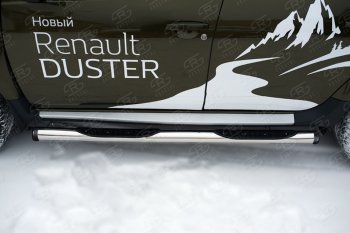 24 999 р. Пороги труба d76 с накладкой SLITKOFF (чёрные V2) Renault Duster HS рестайлинг (2015-2021)  с доставкой в г. Йошкар-Ола. Увеличить фотографию 2