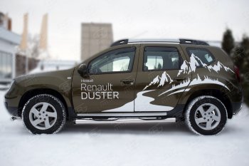 24 999 р. Пороги труба d76 с накладкой SLITKOFF (чёрные V2) Renault Duster HS рестайлинг (2015-2021)  с доставкой в г. Йошкар-Ола. Увеличить фотографию 3