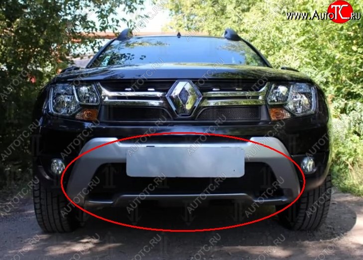 1 469 р. Нижняя защитная сетка на бампер Russtal (черная) Renault Duster HS рестайлинг (2015-2021)  с доставкой в г. Йошкар-Ола