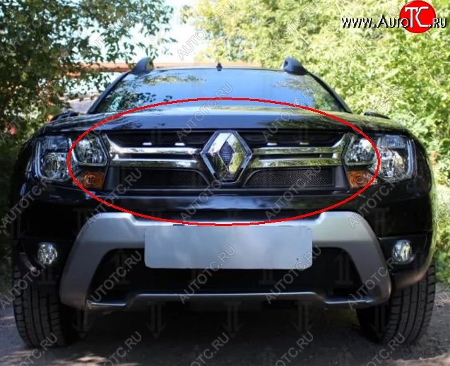 1 469 р. Сетка в решетку радиатора Russtal  Renault Duster  HS (2015-2021) рестайлинг (черная)  с доставкой в г. Йошкар-Ола