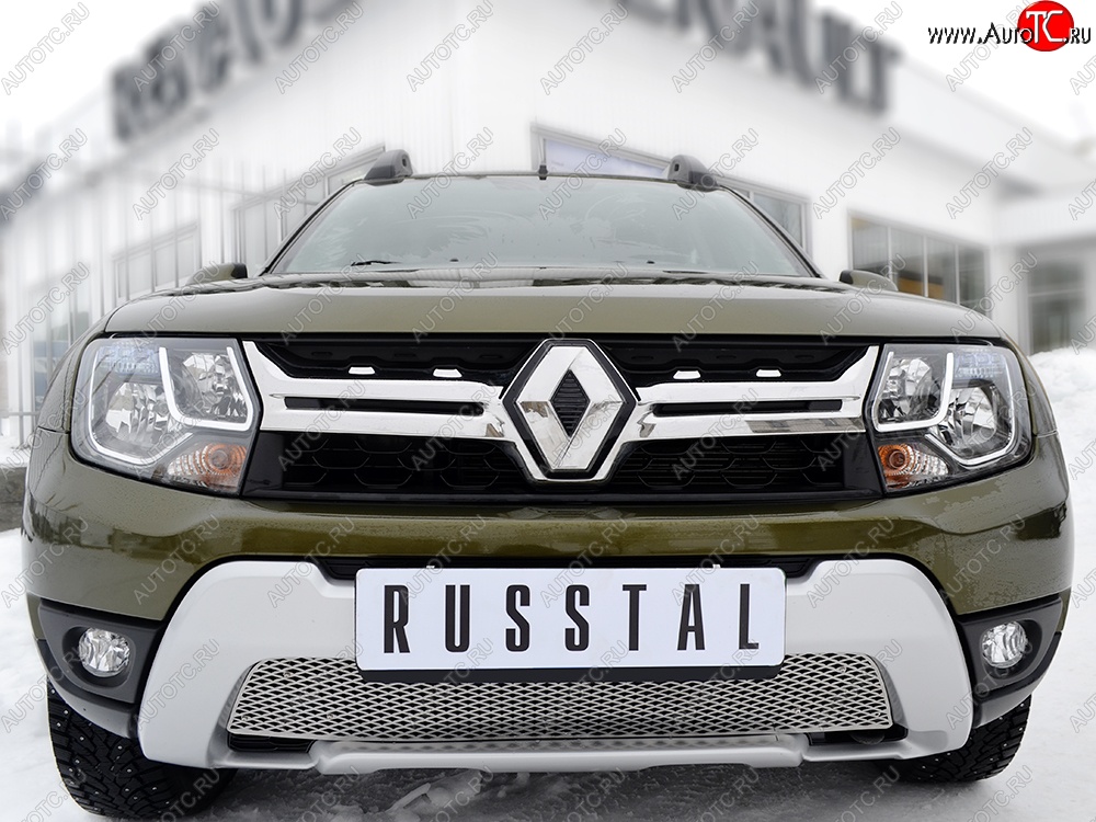 5 999 р. Защитная решётка в воздуховод бампера Russtal (нержавейка) Renault Duster HS рестайлинг (2015-2021)  с доставкой в г. Йошкар-Ола