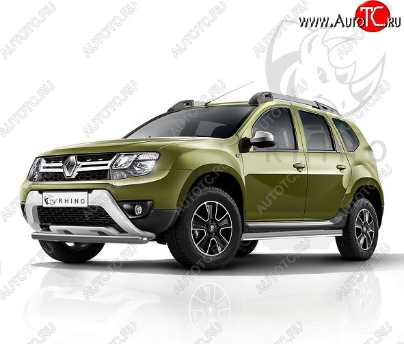 8 449 р. Защита переднего бампера (Ø63 мм, окрашенная) SLITKOFF  Renault Duster  HS (2015-2021) рестайлинг (серебро)  с доставкой в г. Йошкар-Ола