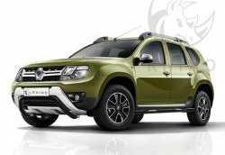 Защита переднего бампера (Ø63 мм волна, окрашенная) SLITKOFF Renault (Рено) Duster (Дастер)  HS (2015-2021) HS рестайлинг ()