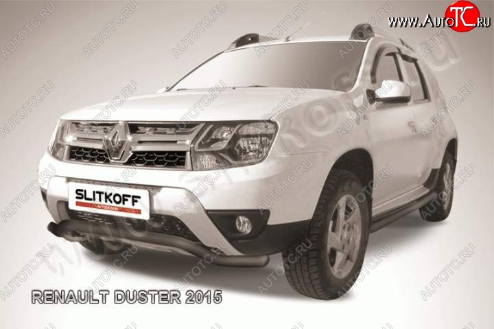 7 999 р. Защита переднего бампер (сталь окрашенная, волна 57 мм) Slitkoff  Renault Duster  HS (2015-2021) рестайлинг (Цвет: серебристый)  с доставкой в г. Йошкар-Ола