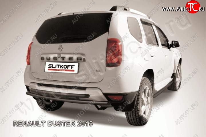 6 349 р. Защита задняя Slitkoff  Renault Duster  HS (2015-2021) рестайлинг (Цвет: серебристый)  с доставкой в г. Йошкар-Ола