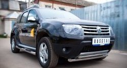 16 299 р. Защита переднего бампера (2 трубыØ63 и 42 мм, нержавейка) SLITKOFF Renault Duster HS дорестайлинг (2010-2015)  с доставкой в г. Йошкар-Ола. Увеличить фотографию 3