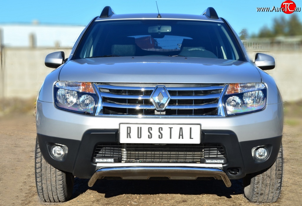 13 399 р. Защита переднего бампера (Ø42 мм, нержавейка, 4х4) SLITKOFF Renault Duster HS дорестайлинг (2010-2015)  с доставкой в г. Йошкар-Ола