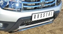 13 399 р. Защита переднего бампера (Ø42 мм, нержавейка, 4х4) SLITKOFF Renault Duster HS дорестайлинг (2010-2015)  с доставкой в г. Йошкар-Ола. Увеличить фотографию 2