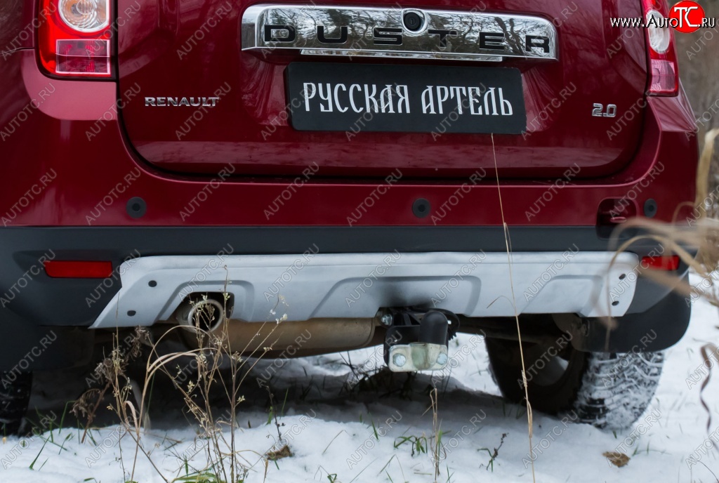 4 999 р. Накладка на задний бампер RA Renault Duster HS дорестайлинг (2010-2015) (Поверхность шагрень (серый металлик))  с доставкой в г. Йошкар-Ола