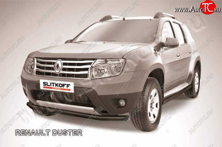 7 499 р. Защита переднего бампер Slitkoff Renault Duster HS дорестайлинг (2010-2015) (Цвет: серебристый)  с доставкой в г. Йошкар-Ола