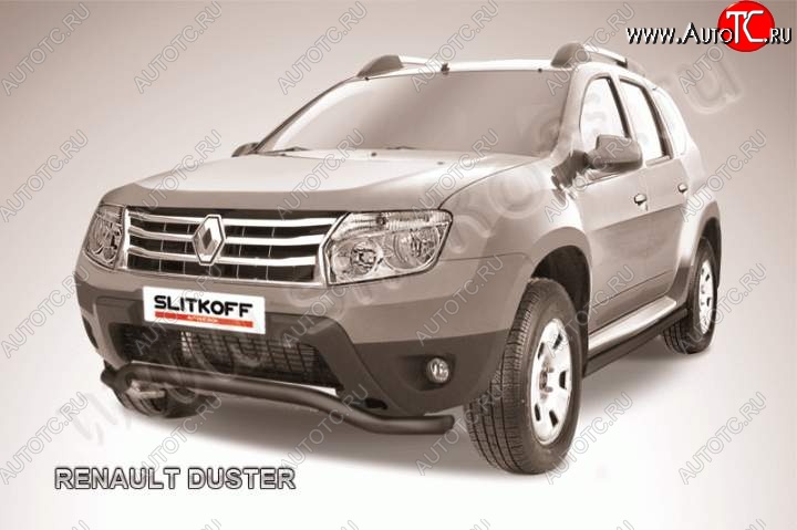 7 999 р. Защита переднего бампер Slitkoff Renault Duster HS дорестайлинг (2010-2015) (Цвет: серебристый)  с доставкой в г. Йошкар-Ола