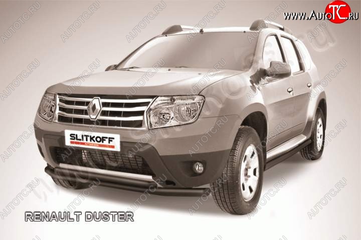 8 599 р. защита переднего бампера Slitkoff Renault Duster HS дорестайлинг (2010-2015) (Цвет: серебристый)  с доставкой в г. Йошкар-Ола