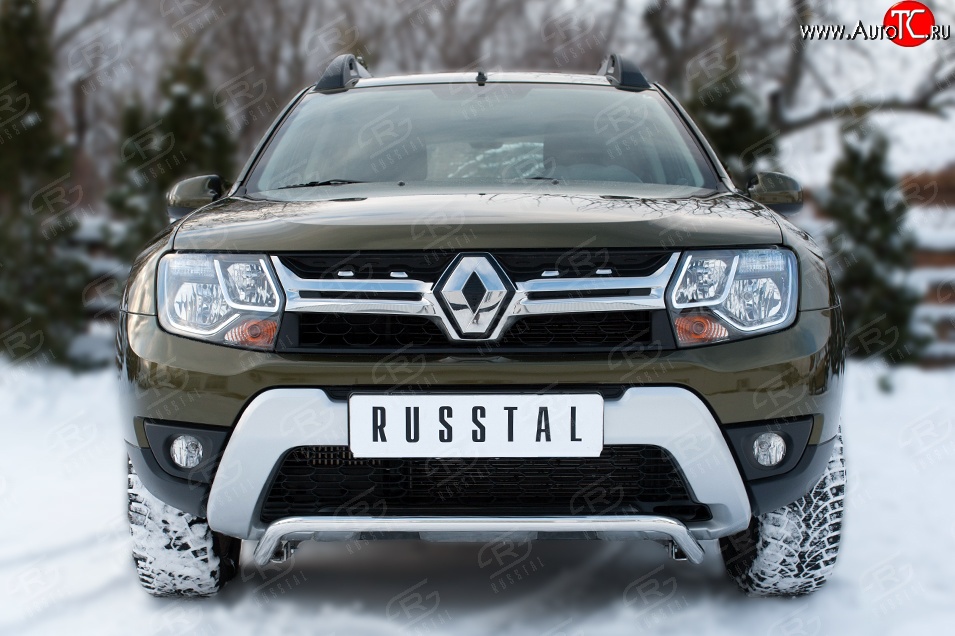 11 349 р. Защита переднего бампера (Ø42 мм волна, нержавейка) SLITKOFF  Renault Duster  HS (2015-2021) рестайлинг  с доставкой в г. Йошкар-Ола