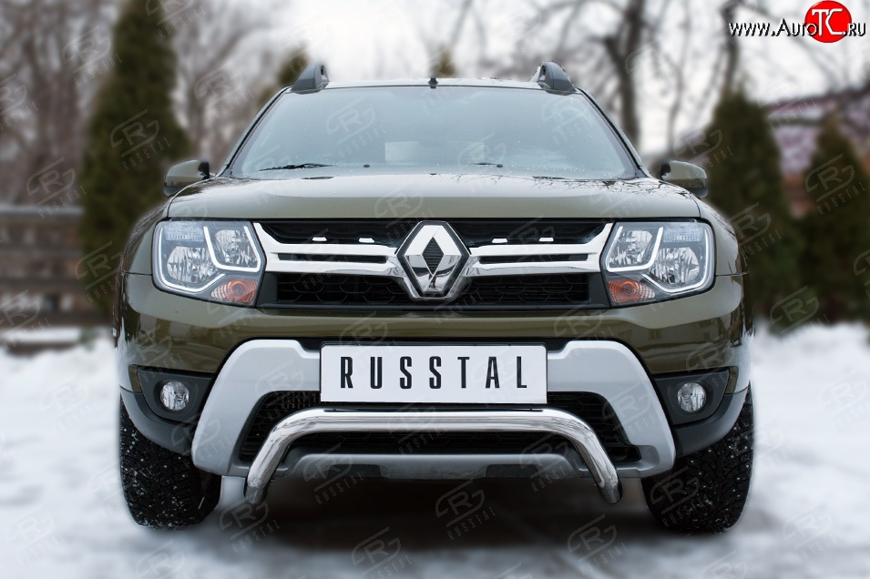 11 999 р. Защита переднего бампера (Ø63 мм волна, нержавейка) SLITKOFF  Renault Duster  HS (2015-2021) рестайлинг  с доставкой в г. Йошкар-Ола