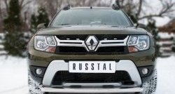 Одинарная защита переднего бампера диаметром 63 мм (рестайлинг) SLITKOFF Renault (Рено) Duster (Дастер)  HS (2010-2021) HS дорестайлинг, рестайлинг