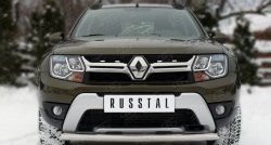 Защита переднего бампера (Ø75х42 мм, нержавейка) SLITKOFF Renault (Рено) Duster (Дастер)  HS (2015-2021) HS рестайлинг