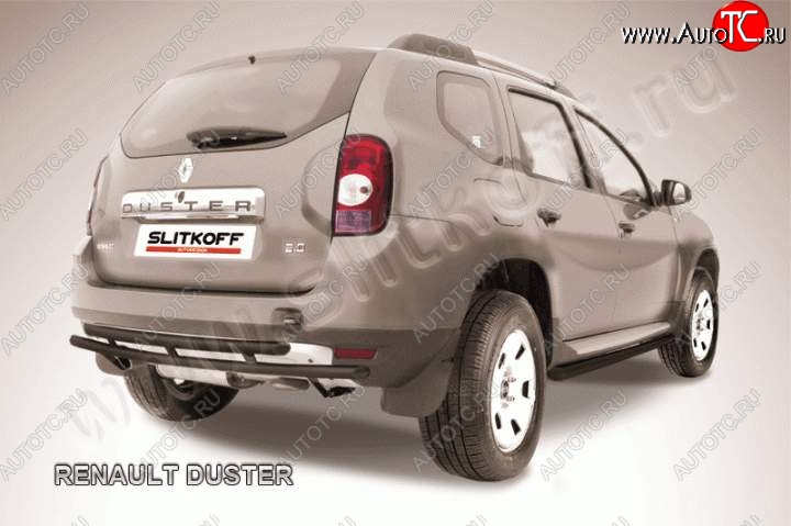 6 349 р. Защита задняя Slitkoff  Renault Duster  HS (2010-2015) дорестайлинг (Цвет: серебристый)  с доставкой в г. Йошкар-Ола