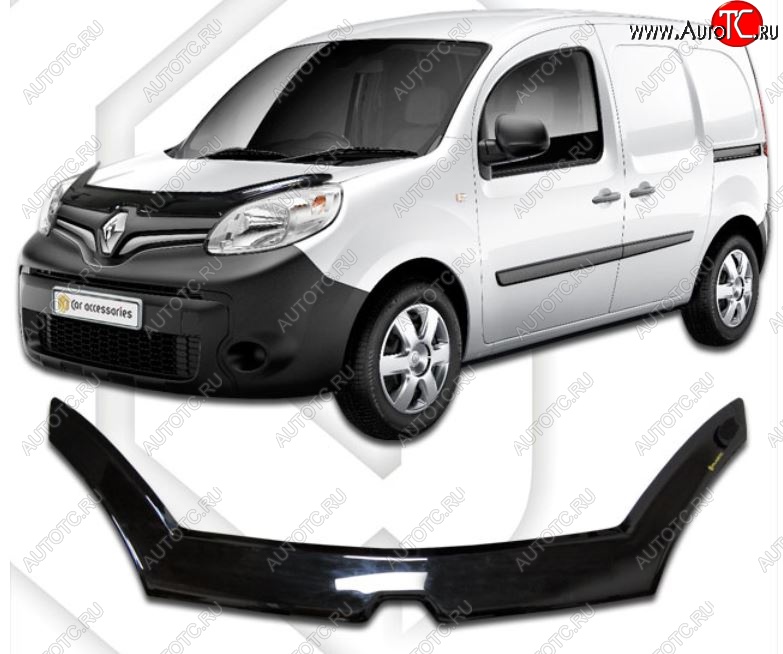 2 599 р. Дефлектор капота CA-Plastiс exclusive  Renault Kangoo  KW0 (2013-2016) рестайлинг (Classic черный, Без надписи)  с доставкой в г. Йошкар-Ола