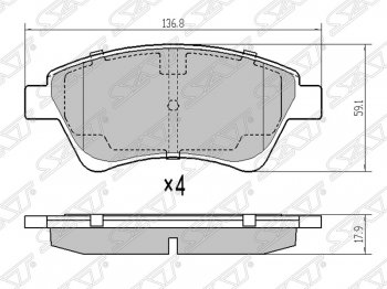 Колодки тормозные SAT (передние) Renault Scenic 2 (2003-2009)