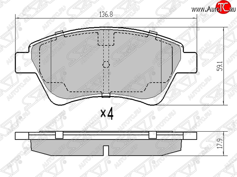 1 179 р. Колодки тормозные SAT (передние) Renault Scenic 2 (2003-2009)  с доставкой в г. Йошкар-Ола