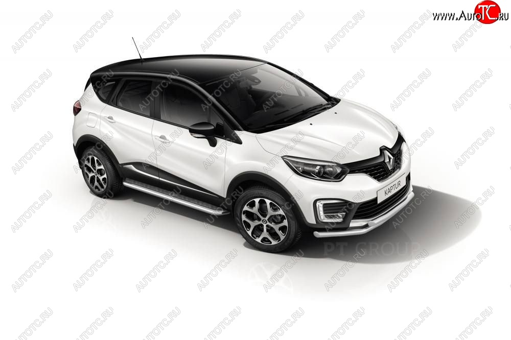 25 999 р. Порожки для ног из трубы Ø51 с алюминиевой площадкой Petroil Tuning Renault Kaptur дорестайлинг (2016-2020) (Нержавеющая полированная сталь)  с доставкой в г. Йошкар-Ола